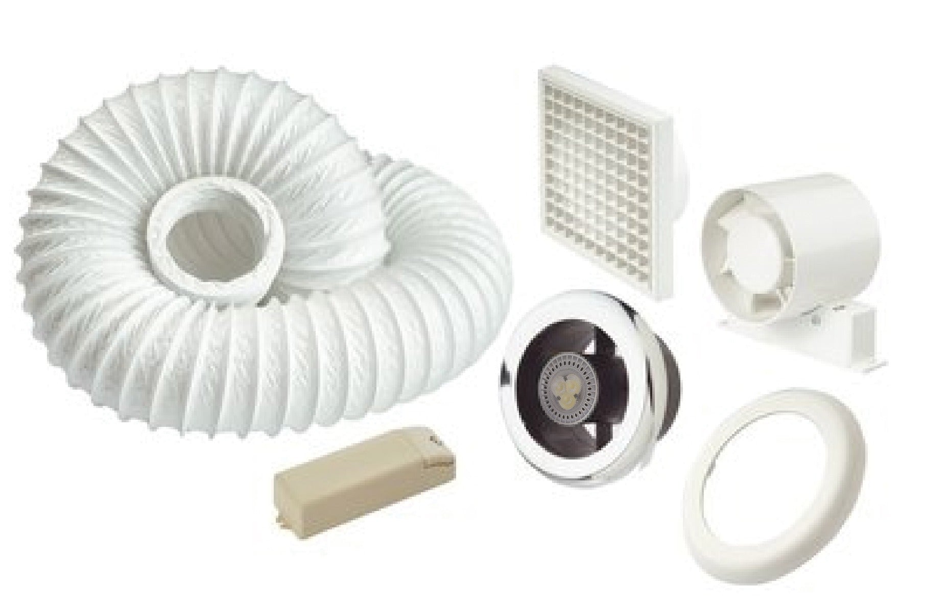 Vistalux VISILS100T 100mm Inline Extractor Fan Kit with Showerlight