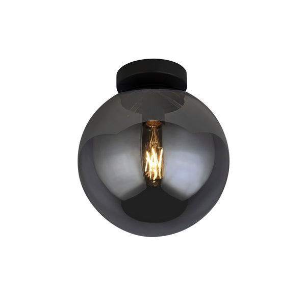 Searchlight 1032-1SM Amsterdam Flush  - Black Metal & Smoked Glass