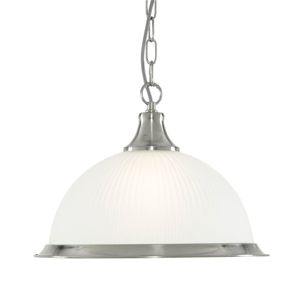 Searchlight 1044 American Diner Pendant - Silver & Acid Glass