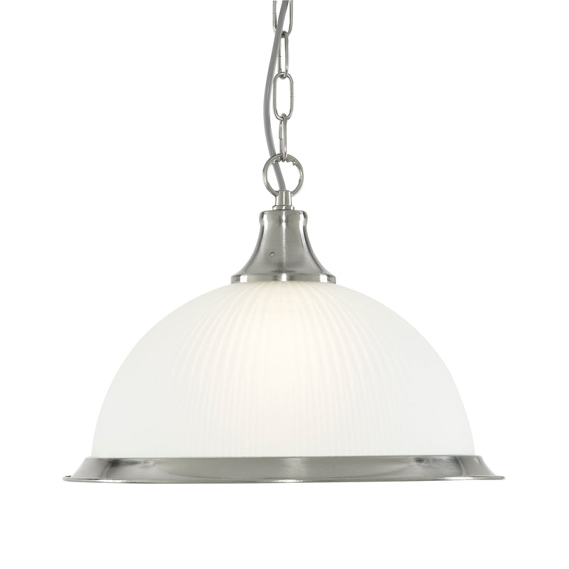 Searchlight 1044 American Diner Pendant - Silver & Acid Glass