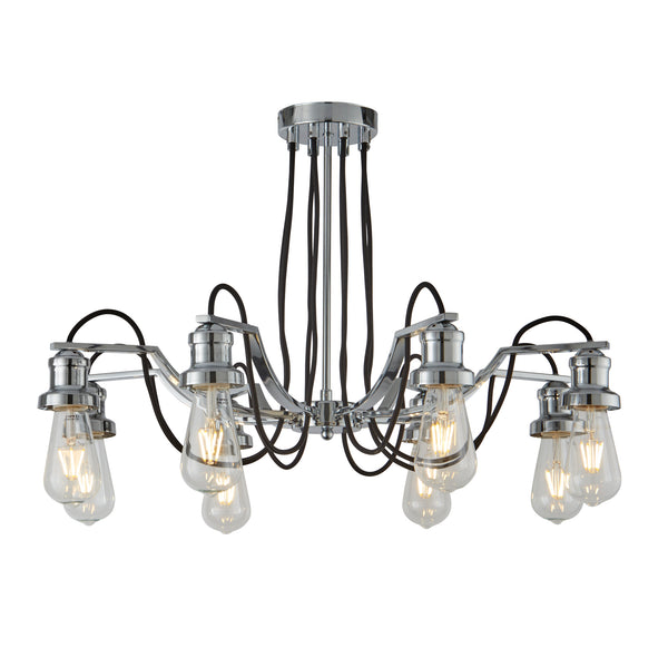 Searchlight 1068-8CC Olivia 8Lt Pendant - Chrome & Black Braided Cable