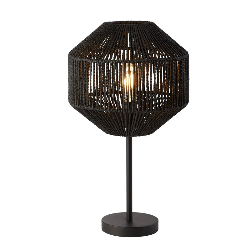 Searchlight 11201-1BK Wicker Table Lamp  - Matt Black Metal & Black Rope Shade