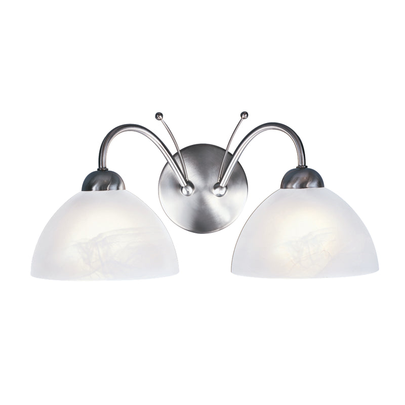 Searchlight 1132-2SS Milanese 2Lt Wall Light - Satin Silver & Alabaster Glass