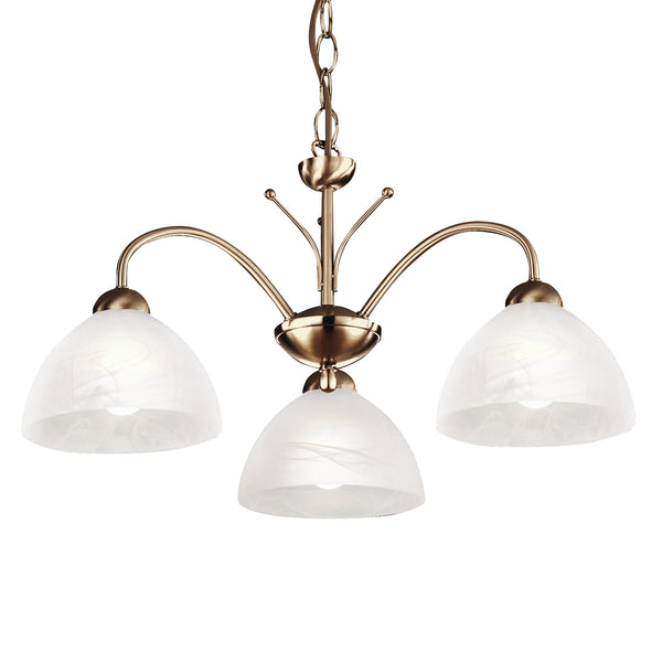 Searchlight 1133-3AB Milanese 3Lt Pendant - Antique Brass Metal & Alabaster Glass