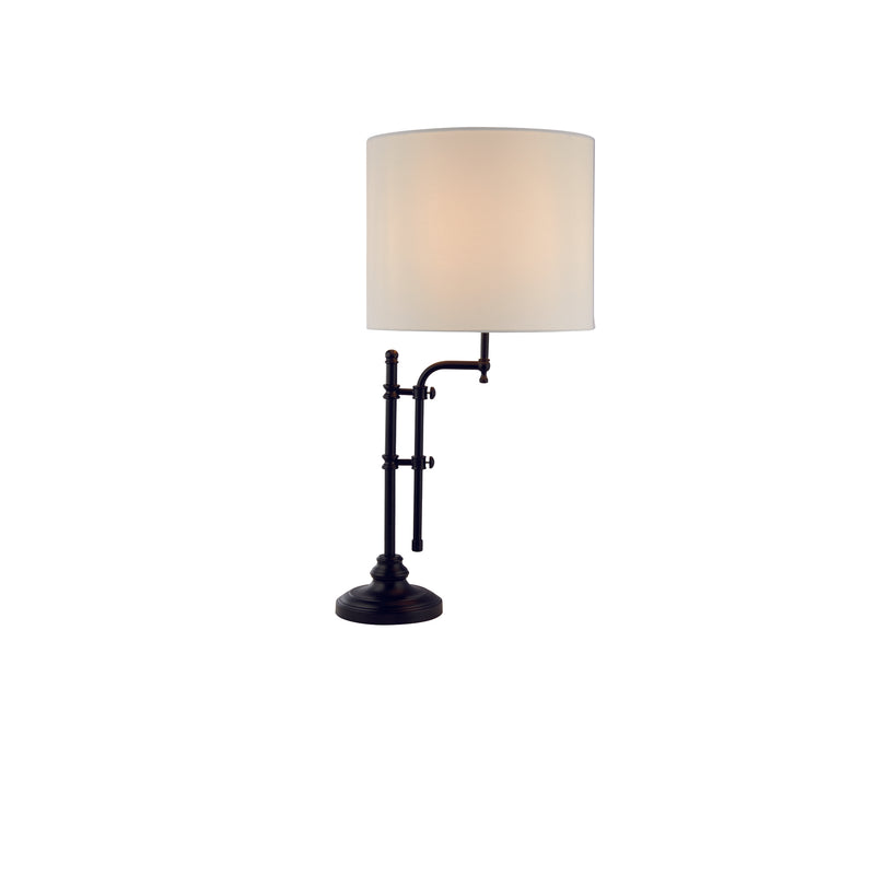 Searchlight 12082-1BK Munich Table Lamp - Matt Black Metal & Natural Linen Shade