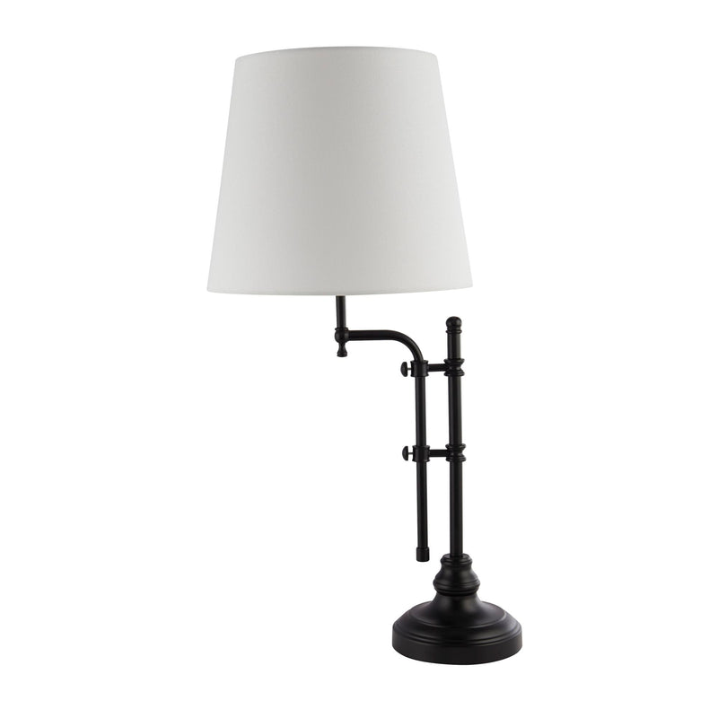 Searchlight 12082-1BK Munich Table Lamp - Matt Black Metal & Natural Linen Shade