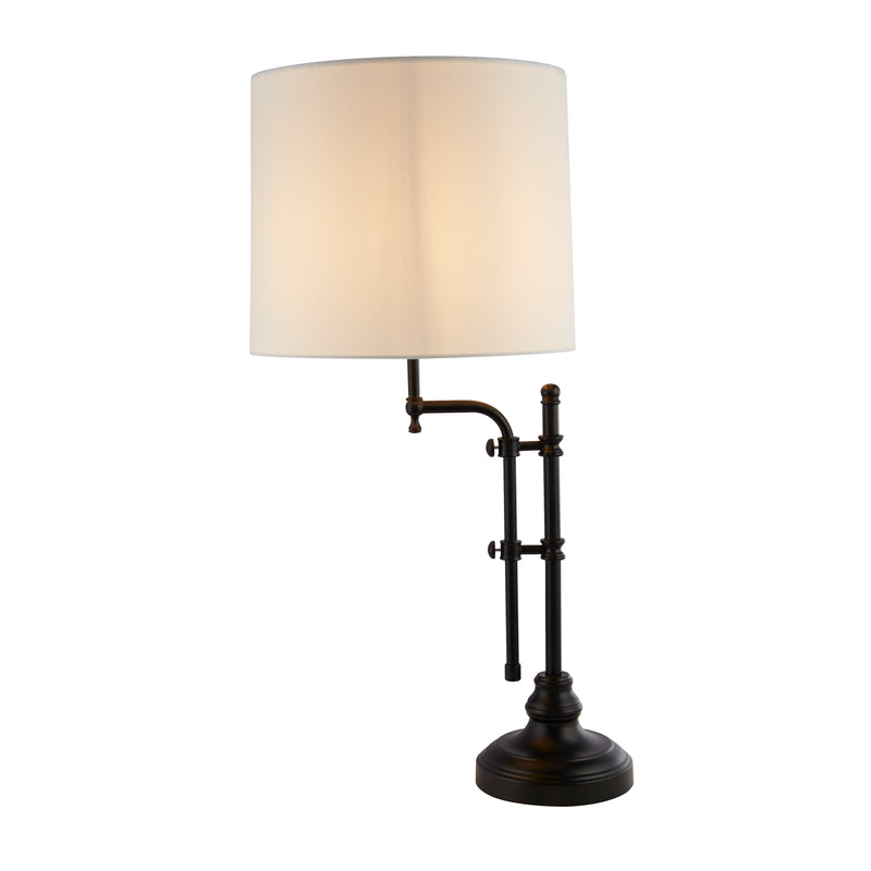 Searchlight 12082-1BK Munich Table Lamp - Matt Black Metal & Natural Linen Shade