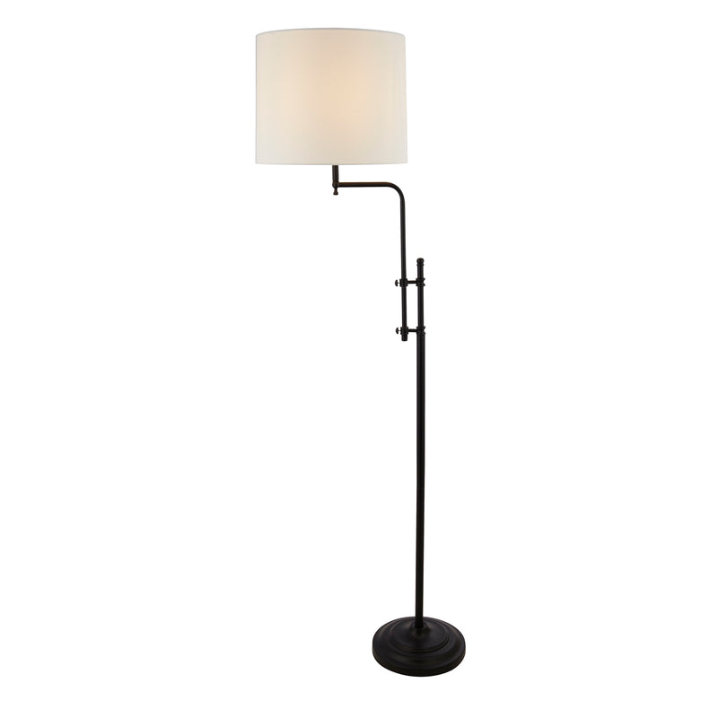 Searchlight 12083-1BK Munich Floor Lamp - Matt Black Metal & Natural Linen Shade