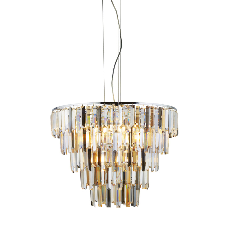 Searchlight 1229-9CC Clarissa 9Lt Pendant - Chrome & Clear, Smoked & Amber Glass