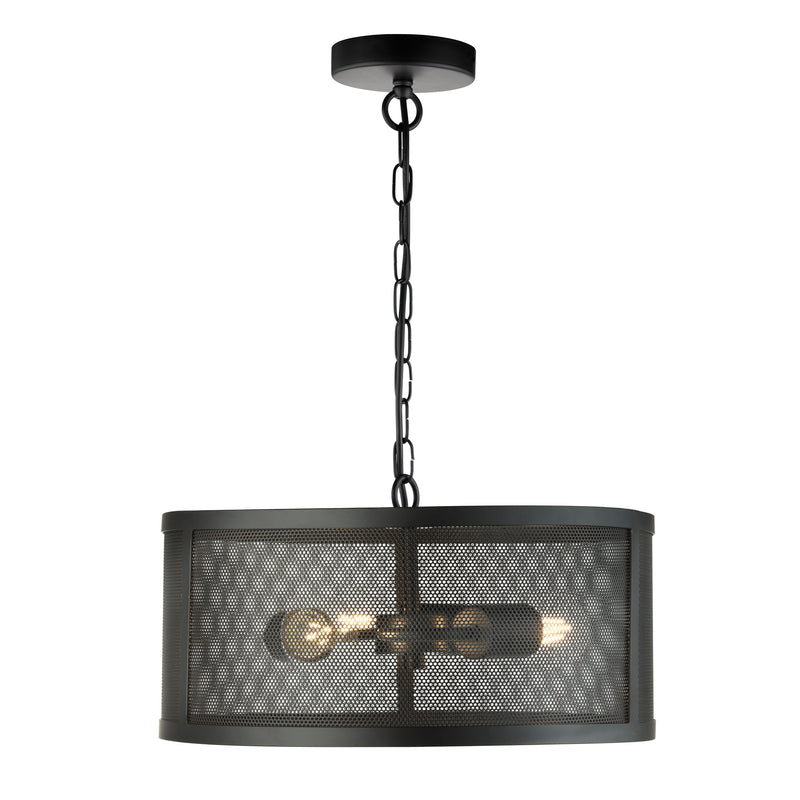 Searchlight 12483-3BK Fishnet  3Lt Pendant - Matt Black Metal & Mesh Shade