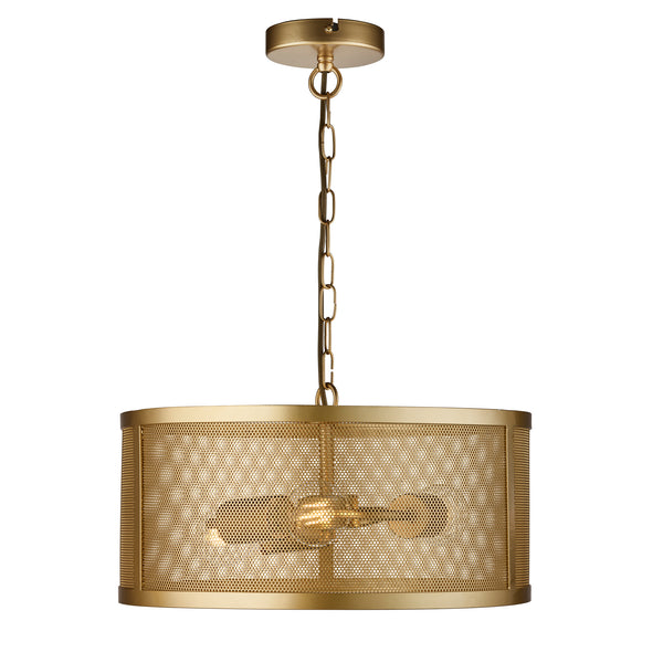 Searchlight 12483-3GO Fishnet  3Lt Pendant - Matt Gold Metal & Mesh Shade