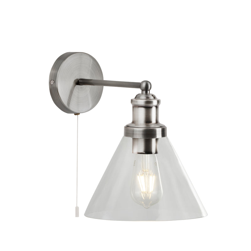 Searchlight 1277SS Pyramid Wall Light - Satin Silver & Glass Shades