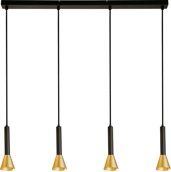 Searchlight 13611-4BGO Signal 4Lt Bar Pendant - Black & Gold Metal