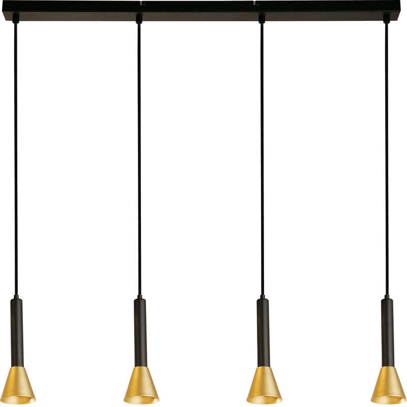 Searchlight 13611-4BGO Signal 4Lt Bar Pendant - Black & Gold Metal