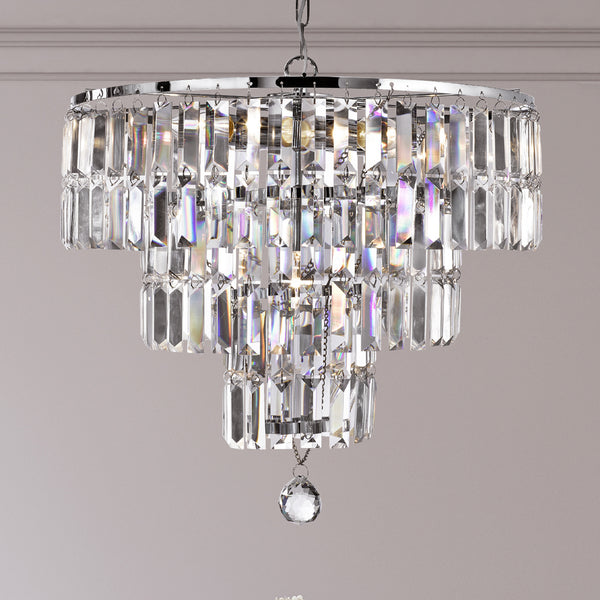 Searchlight 1375-5CC Empire  5Lt Pendant - Chrome Metal & Clear Crystal