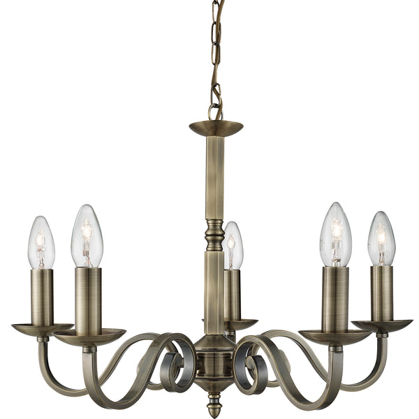 Searchlight 1505-5AB Richmond 5Lt Pendant - Antique Brass Metal