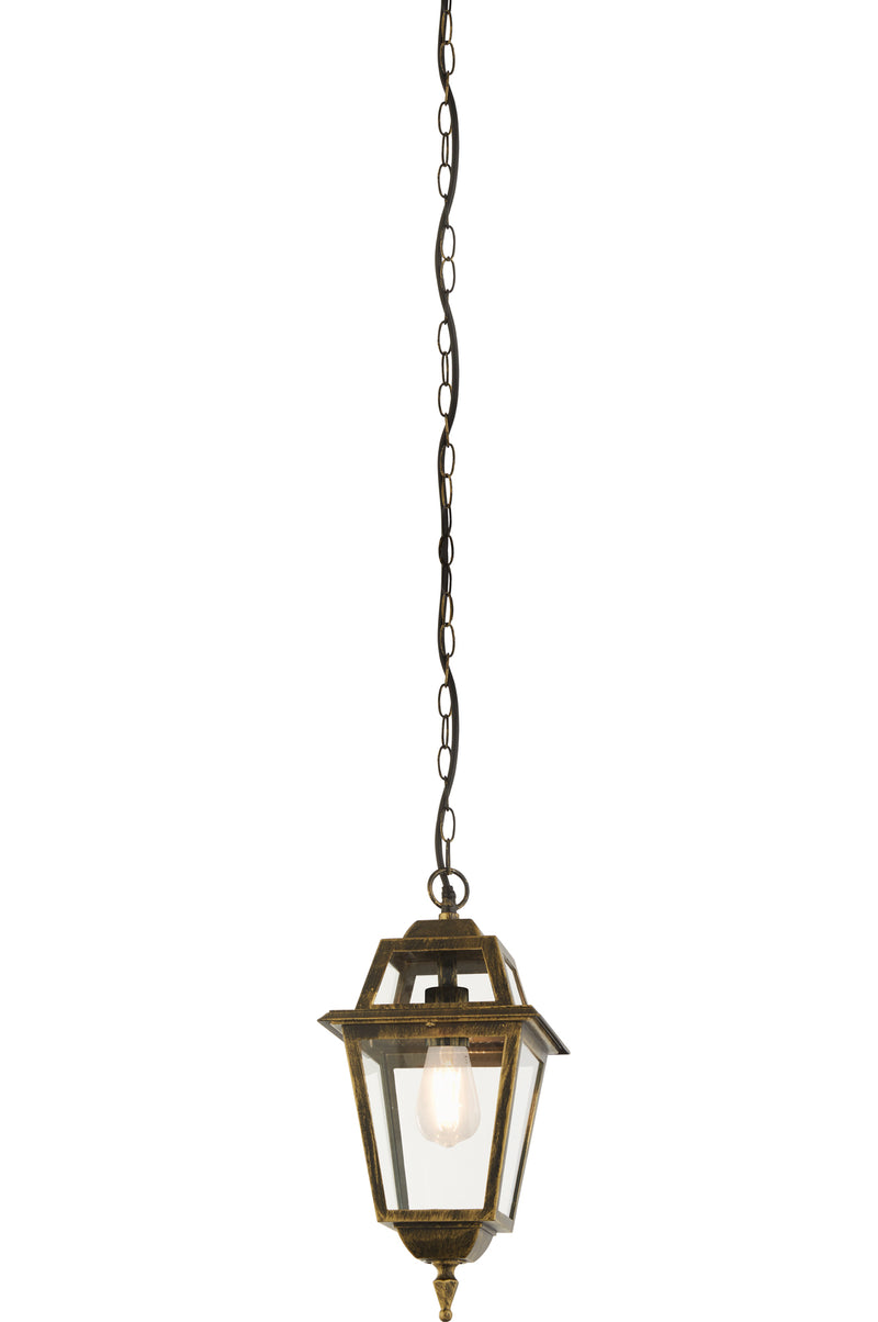 Searchlight 1526 New Orleans Pendant Lantern,  Black Gold & Glass,IP44