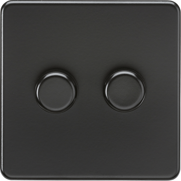 Knightsbridge MLA SF2192MBB Screwless 2G 2 - way 10 - 200W (5 - 150W LED) Intelligent dimmer - Matt Black - Knightsbridge MLA - Falcon Electrical