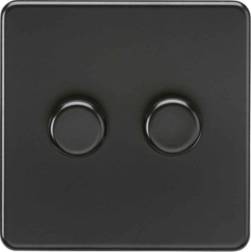 Knightsbridge MLA SF2192MBB Screwless 2G 2 - way 10 - 200W (5 - 150W LED) Intelligent dimmer - Matt Black - Knightsbridge MLA - Falcon Electrical