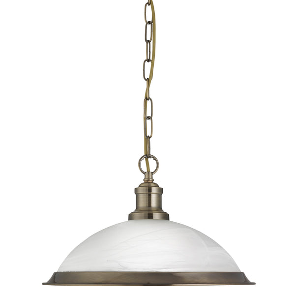 Searchlight 1591AB Bistro Pendant - Antique Brass Metal & Acid Glass