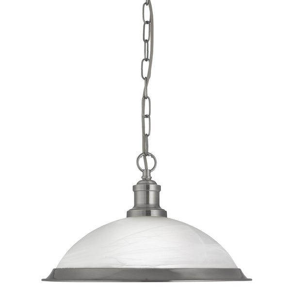 Searchlight 1591SS Bistro  Pendant  - Satin Silver Metal & Acid Glass