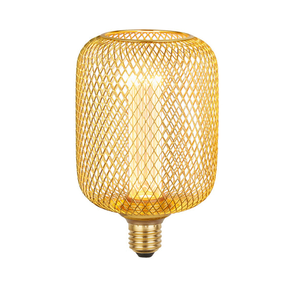 Searchlight 16002GO Wire Mesh Effect Drum Lamp - Gold Metal - Searchlight - Falcon Electrical UK