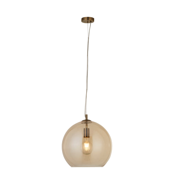 Searchlight 1635AM Balls  Pendant  - Antique Brass Metal & Amber Glass