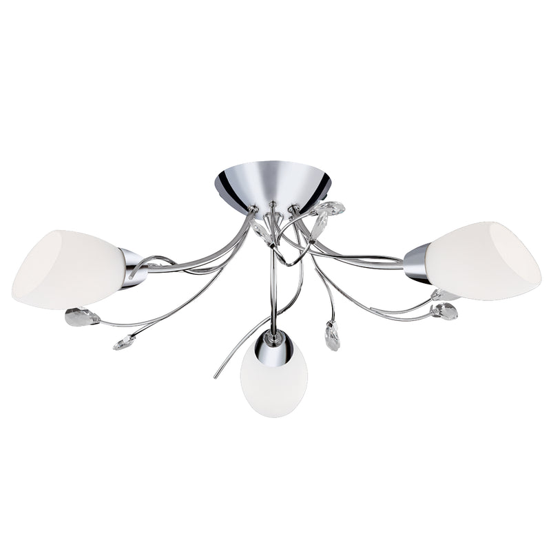 Searchlight 1763-3CC Gardenia 3Lt Flush - Polished Chrome & Glass