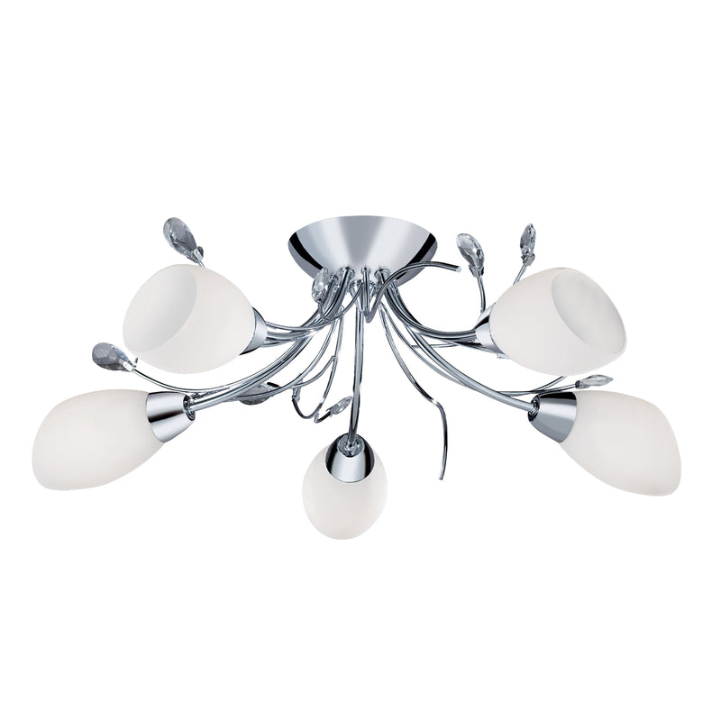 Searchlight 1765-5CC Gardenia 5Lt Flush - Polished Chrome & Glass