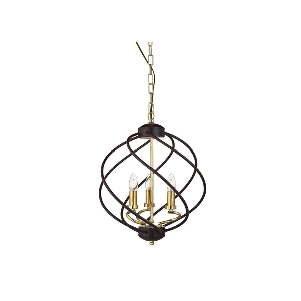 Searchlight 1803-3BK Flow 3Lt Pendant - Black Metal & Bronze