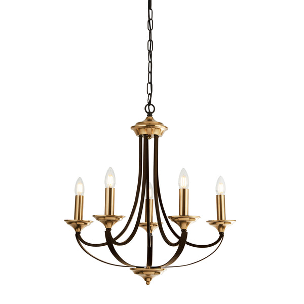 Searchlight 1845-5BZ Belfry 5Lt Pendant - Dark Bronze & Brown Metal