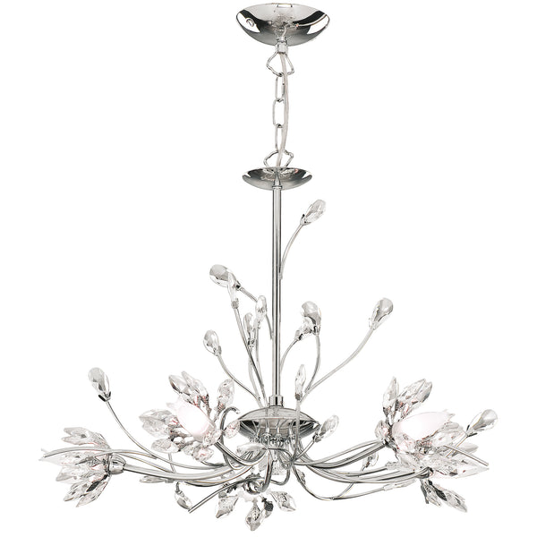 Searchlight 1885-5CC Hibiscus 5Lt Ceiling Pendant - Chrome & Clear Glass