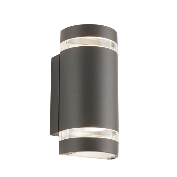 Searchlight 2002-2GY-LED Sheffield Outdoor 2Lt Wall Light - Grey, Glass & Polycarb