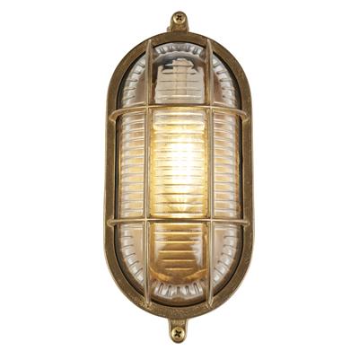 Searchlight 20361PB Bulkhead Oval Outdoor Light - Solid Brass & Ribbed Glass - Searchlight - Falcon Electrical