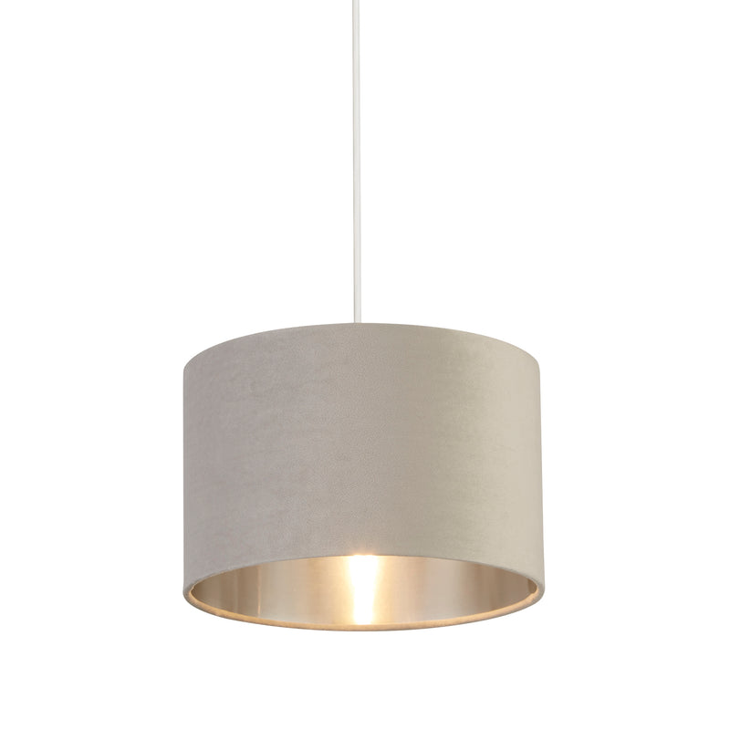 Searchlight 21027GY Drum Shade - Light Grey Velvet with Silver Inner Dia.28cm - Searchlight - Falcon Electrical UK