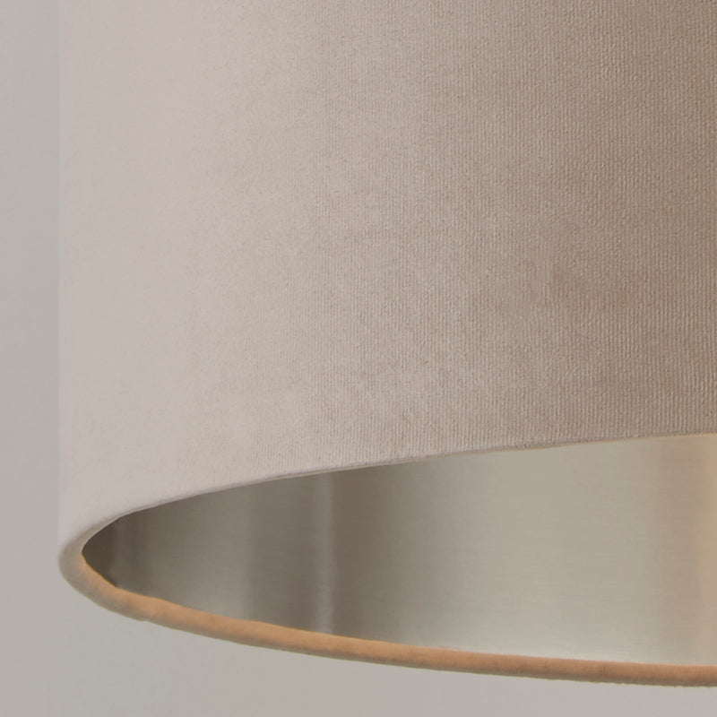 Searchlight 21027TA Drum Shade - Taupe Velvet with Silver Inner Dia.28cm - Searchlight - Falcon Electrical UK