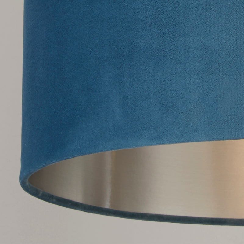 Searchlight 21027TE Drum Shade - Teal Velvet with Silver Inner Dia.28cm - Searchlight - Falcon Electrical UK