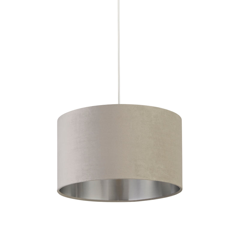 Searchlight 21035GY Drum Shade - Light Grey Velvet with Silver Inner Dia.38cm