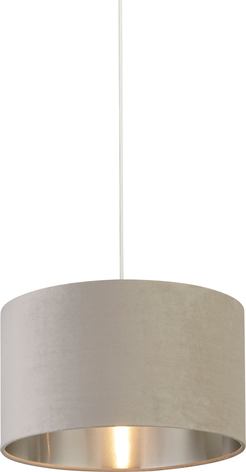 Searchlight 21035GY Drum Shade - Light Grey Velvet with Silver Inner Dia.38cm