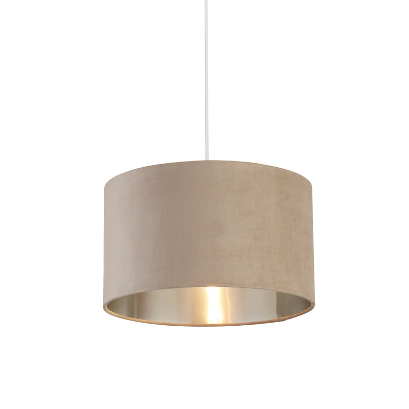 Searchlight 21035TA Drum Shade - Taupe Velvet with Silver Inner Dia.38cm