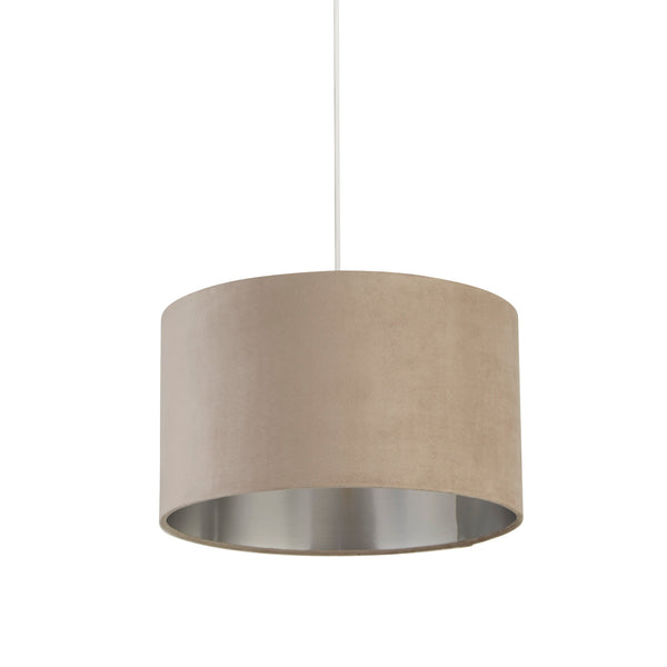 Searchlight 21035TA Drum Shade - Taupe Velvet with Silver Inner Dia.38cm