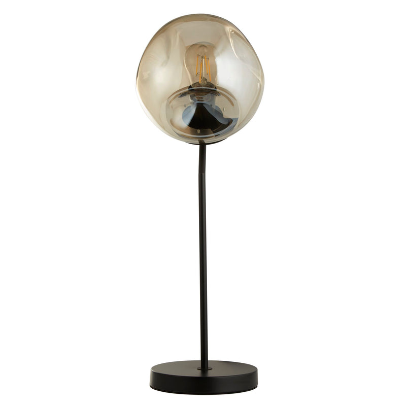 Searchlight 22121-1BK Punch Table Lamp - Black Metal & Champagne Punched Glass - Searchlight - Falcon Electrical UK