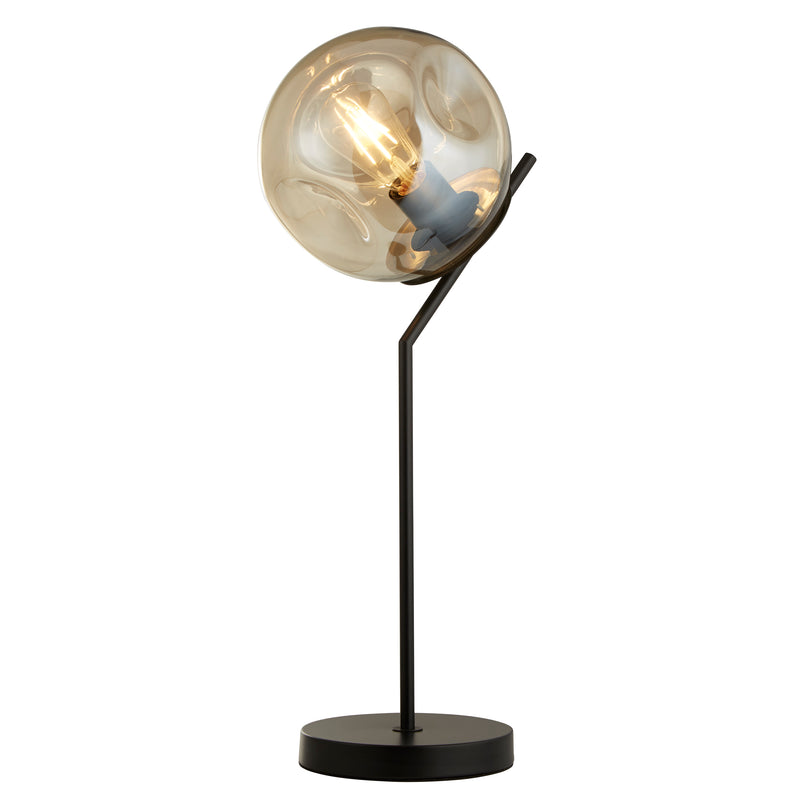 Searchlight 22121-1BK Punch Table Lamp - Black Metal & Champagne Punched Glass - Searchlight - Falcon Electrical UK