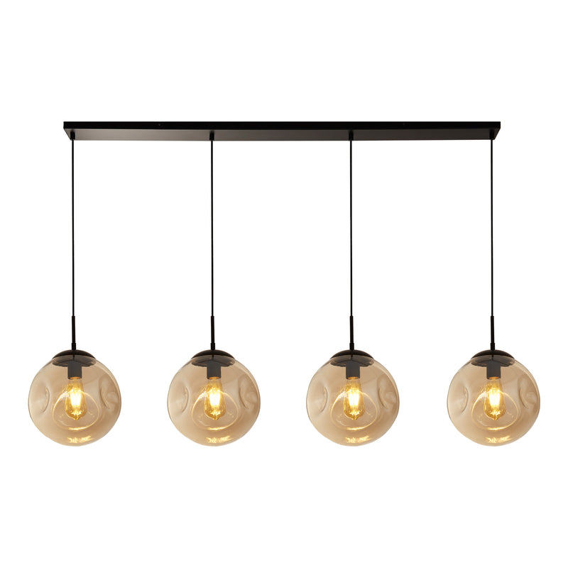 Searchlight 22123-4BK Punch 4Lt Bar Pendant- Black Metal & Champagne Punched Glass