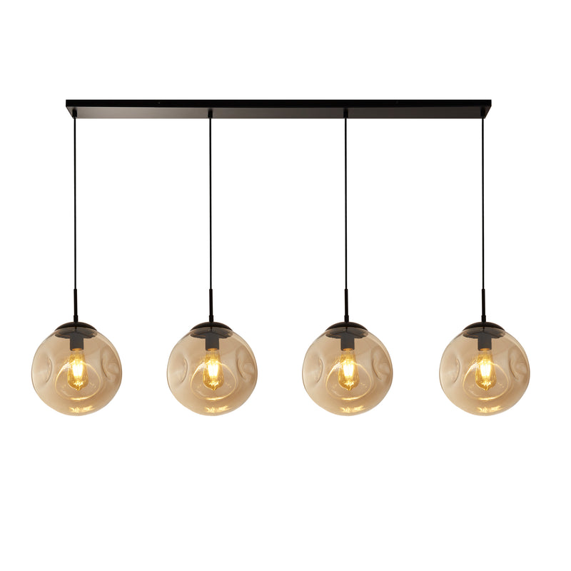 Searchlight 22123-4BK Punch 4Lt Bar Pendant- Black Metal & Champagne Punched Glass