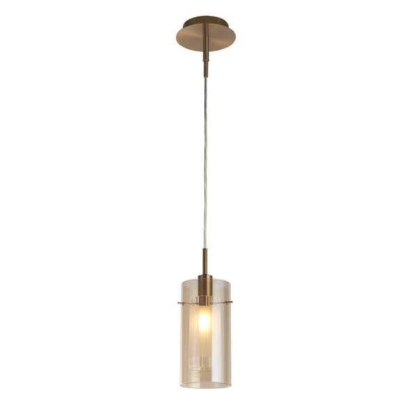 Searchlight 2301CP Duo III Pendant - Bronze Metal & Champagne Glass