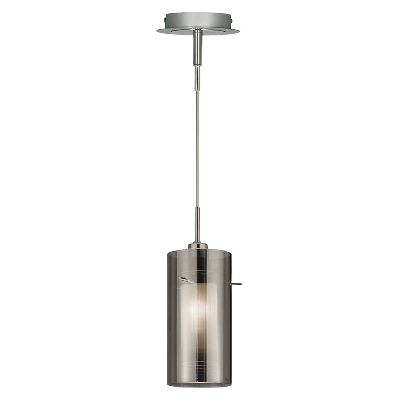 Searchlight 2301SM Duo II Pendant - Satin Silver & Smoked Glass