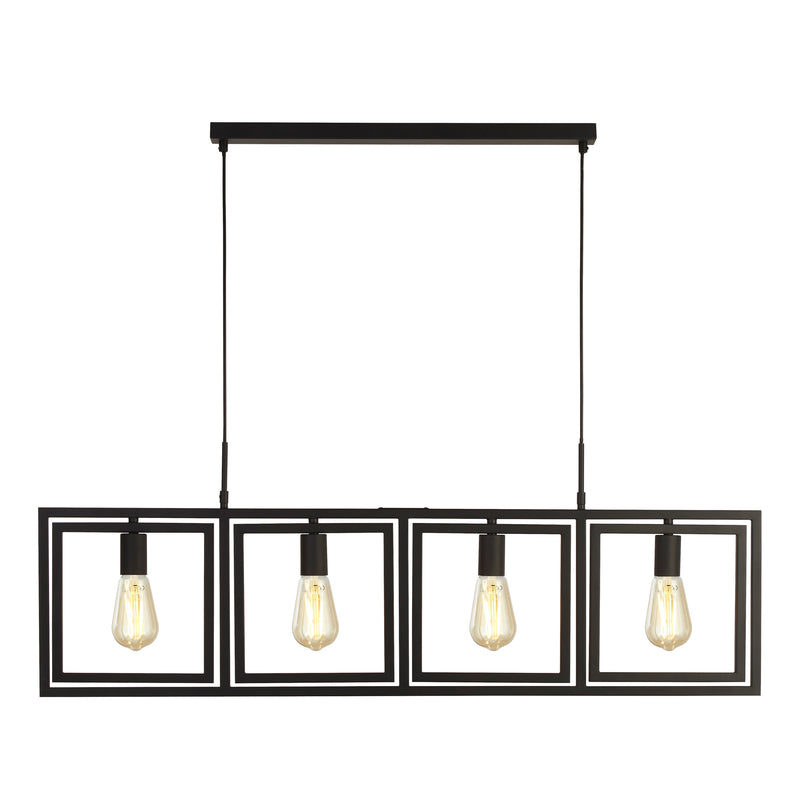 Searchlight 23203-4BK Plaza 4Lt Pendant - Matt Black Metal