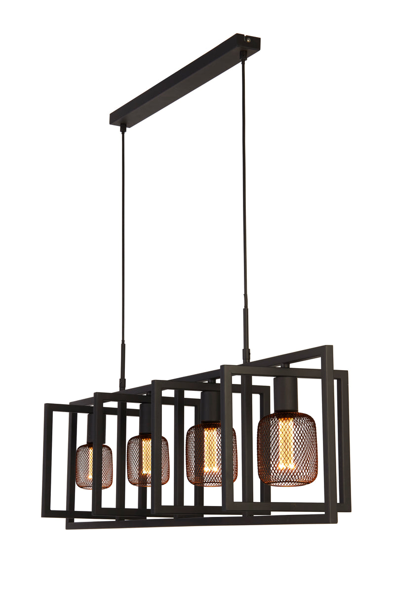 Searchlight 23203-4BK Plaza 4Lt Pendant - Matt Black Metal