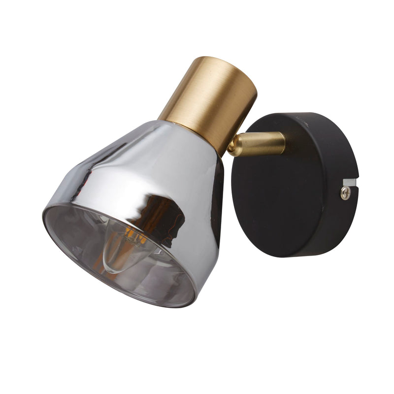 Searchlight 23801-1SM Westminster Spotlight  - Black, Satin Brass Metal & Smoked